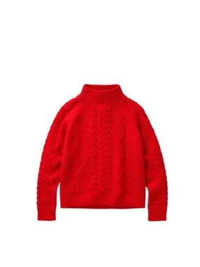 J. Crew Red Cable Knit Mock Turtleneck Sweater